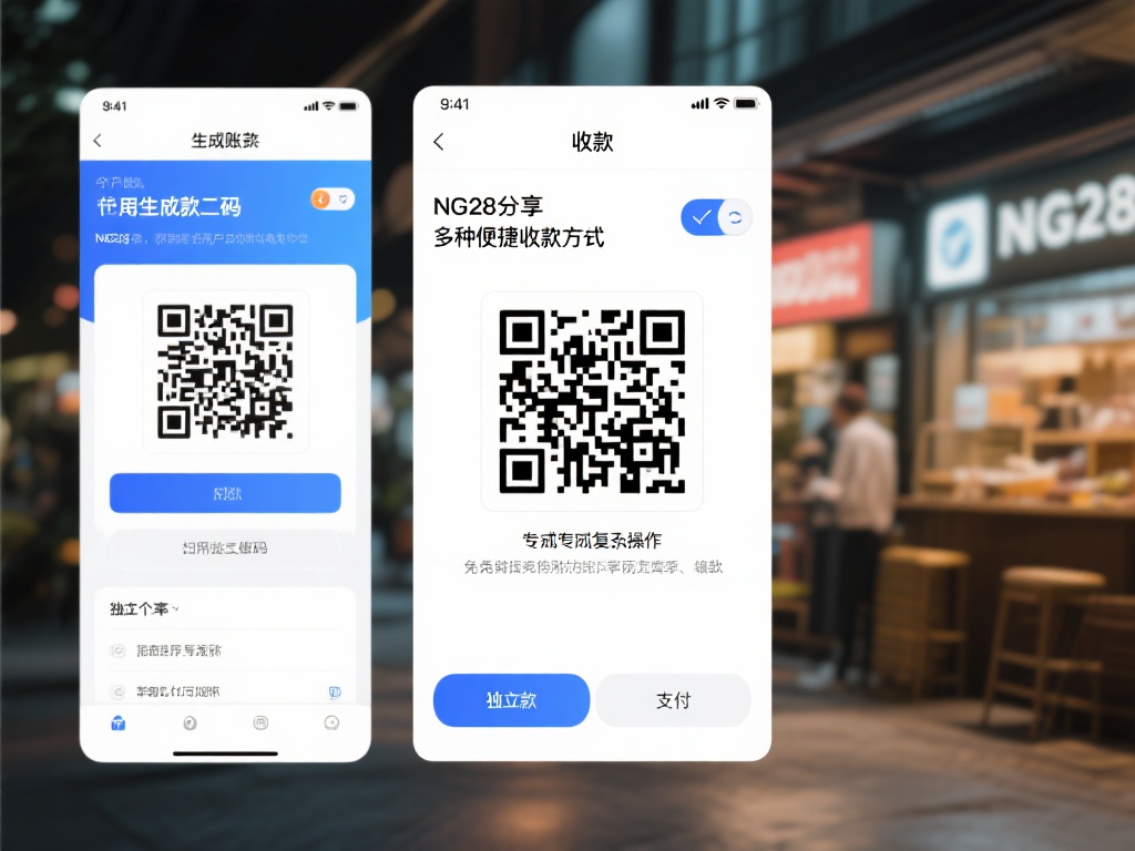 生成收款二维码，与用户分享
NG28支持多种便捷